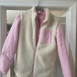 ✨NWT - Girls XXL Lands End Pink and Cream 3 in 1 Sherpa Vest and Coat